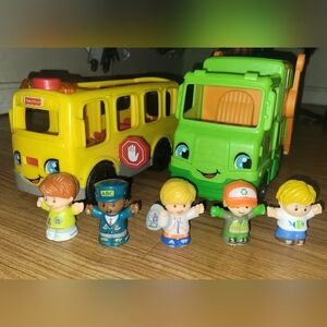 Fisher Price Little People Bus and Recycle Truck